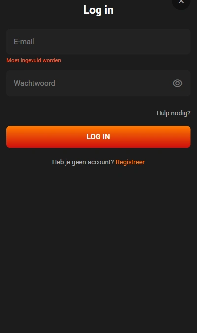 Hadesbet Login-Oberfläche mit Anmeldeformular